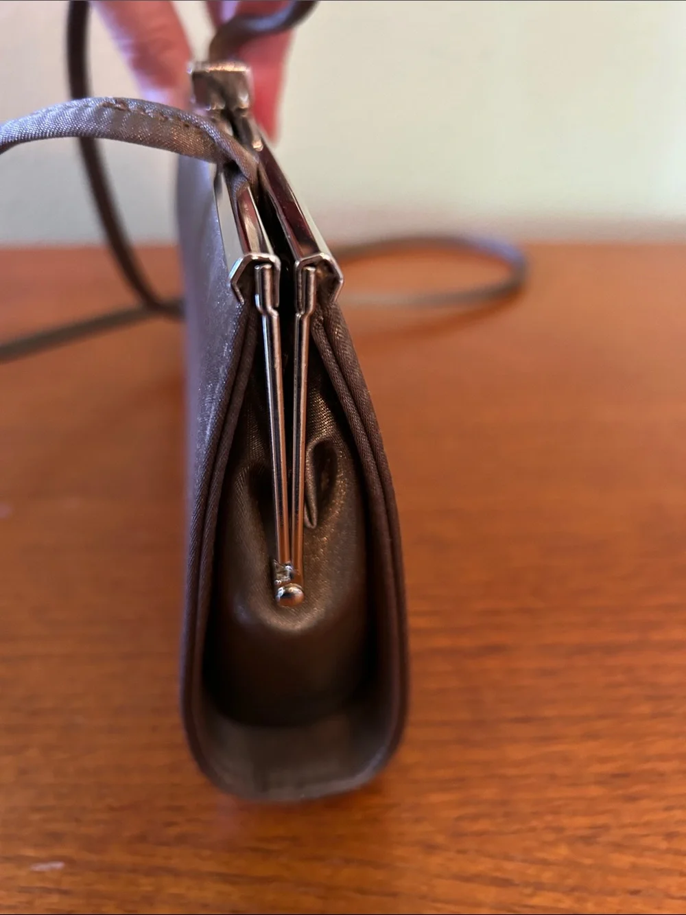 Liz Clairborne Vintage Satin Evening Crossbody Bag in‎ Taupe Exchangeable Strap